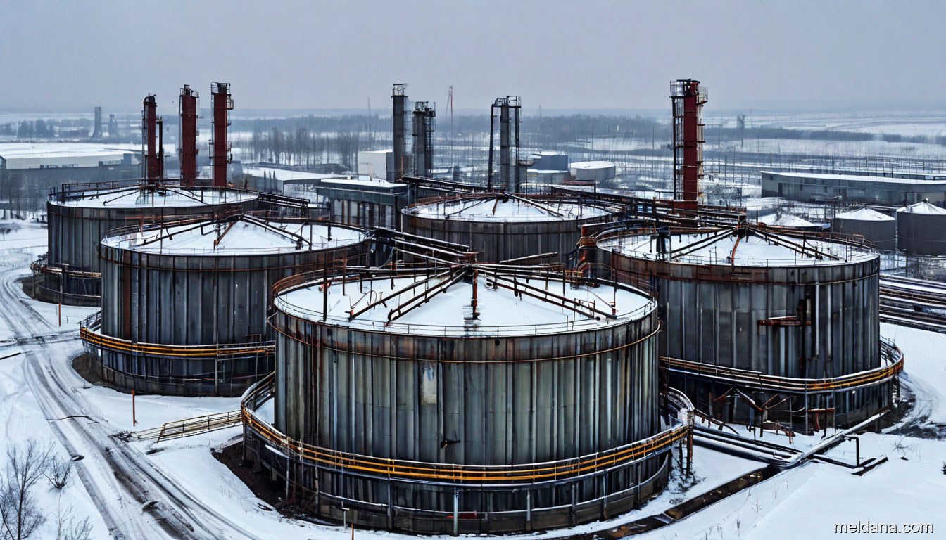 Защитная сетчатая конструкция ЗАСЛОН над резервуаром РВС-10000 на нефтебазе